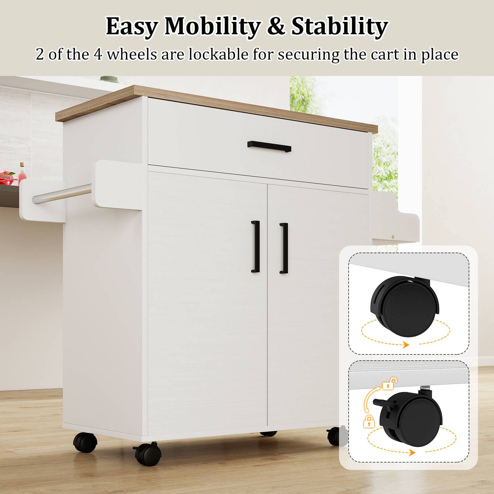 Easy Mobility & Stability  
2 of the 4 wheels are lockable for securing the cart in place