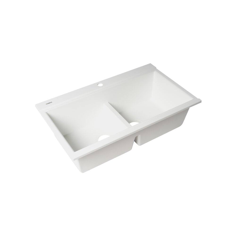 Alt View 6. Alfi - ALFI brand White 33 Granite Composite Workstation Step Rim Double Bowl Drop In Sink - White.