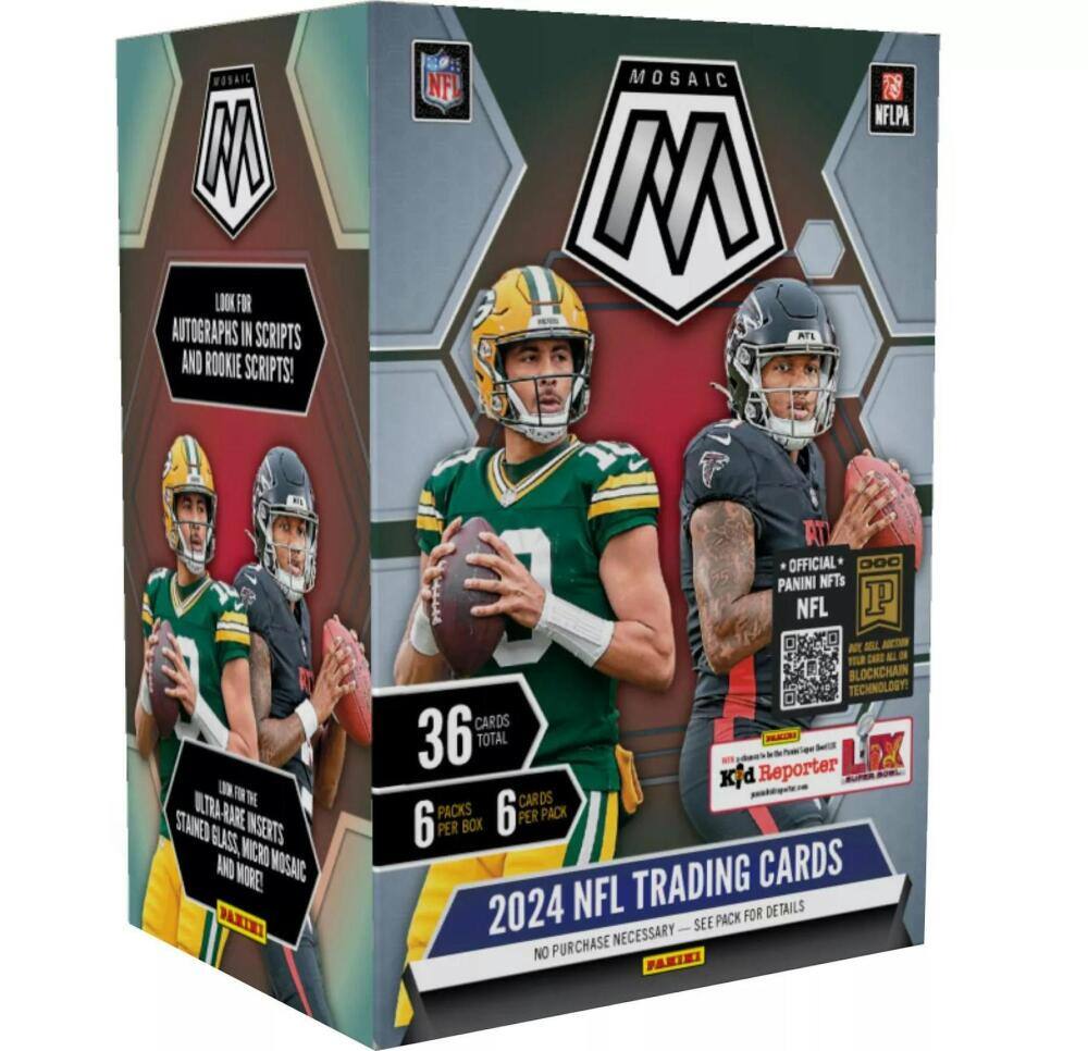 Mosaic M Look for autographs in scripts and rookie scripts! NF Mosaic M NFLPA RT Official Do0 Panini NFTs NFL R M Ultra Rare Stained Glass, Micro Mosaic More! Paxiei T Blockchain Technology! Cards 36 Total Reporter Lox Kjd Cards Packs 6 Per Pack 6 Per Box Trading Cards 2024 NFL Pack for details see purchase necessary no pariki