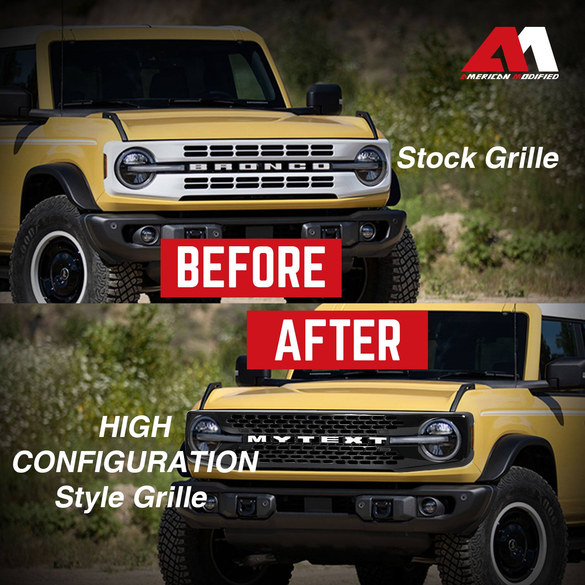 **Before**

**After**

**Stock Grille**

**High Configuration Style Grille**