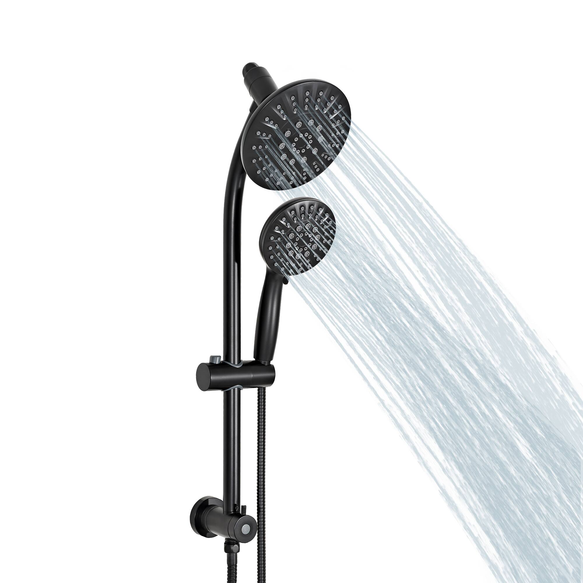 Left. Akicon - Akicon Shower System with High Pressure Rain Shower Head and 6-Mode Handheld Spray Combo in Black - Black.
