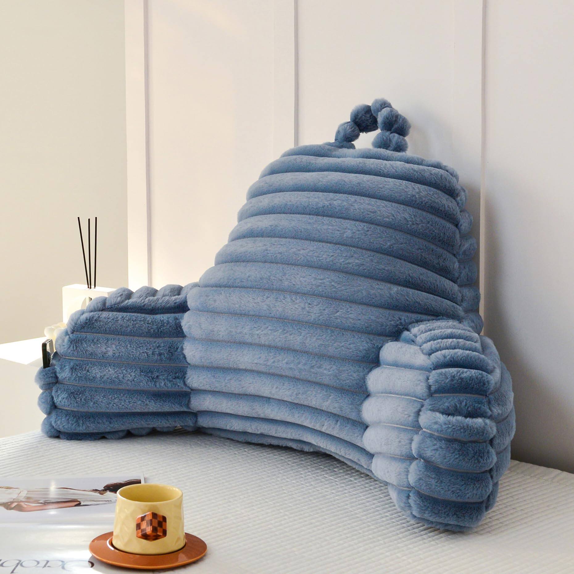 Alt View 4. Paradigms Interiors - Large Reading Pillow For Adults Support Sitting Up In Bed With Arms Couch Lounging Bedrest Dusty - Sage-Large.