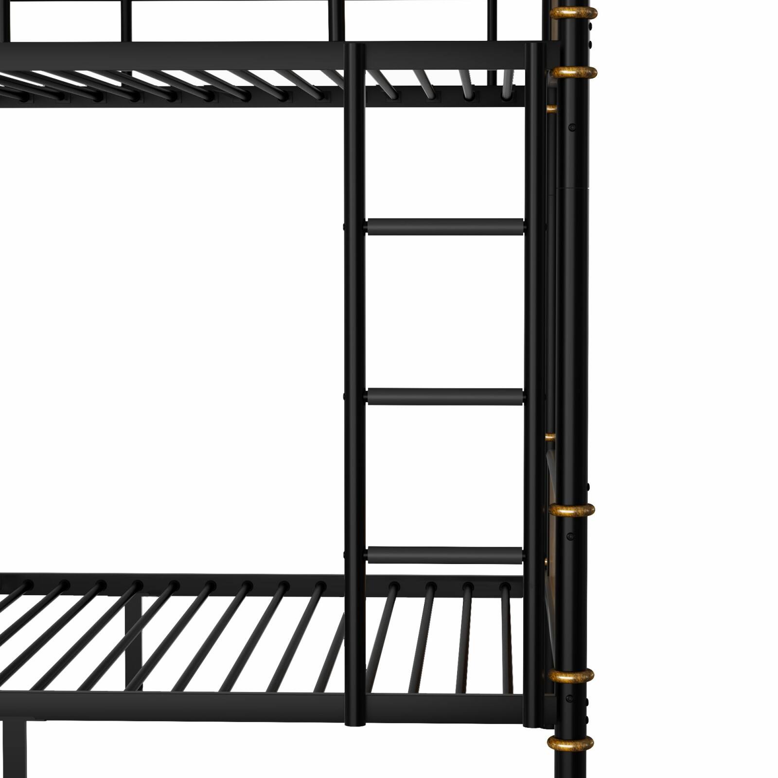 Alt View 9. Ecooso - Twin XL over Twin XL Metal Bunk Bed, Industrial Detachable Bunkbeds with Safety Guard Rails for Teens - Black.