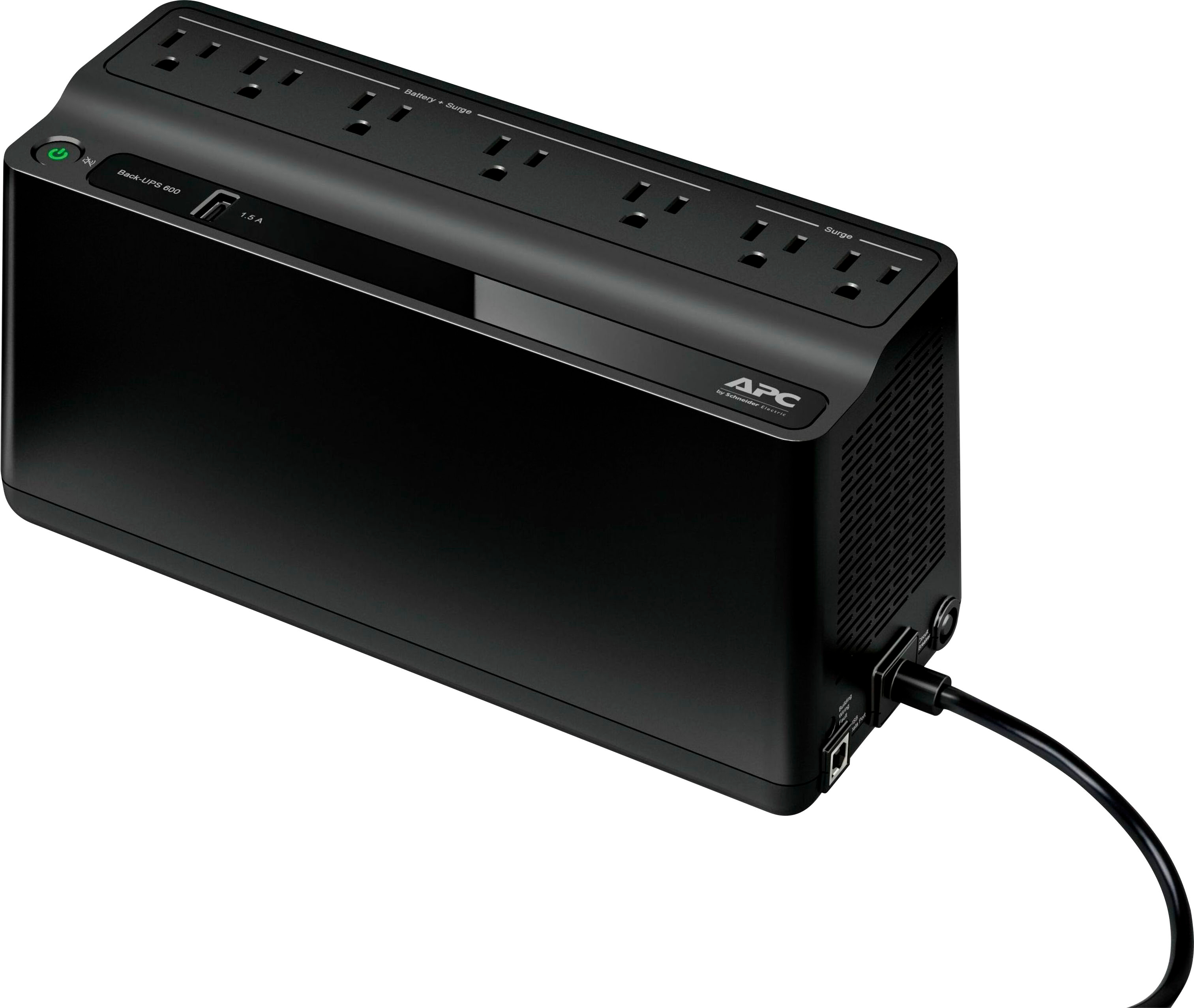 APC - Back-UPS 600VA 7-Outlet/1-USB Battery Back-Up and Surge Protector - Black