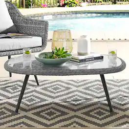 Endeavor Outdoor Patio Wicker Rattan Coffee Table by Modway - Gray