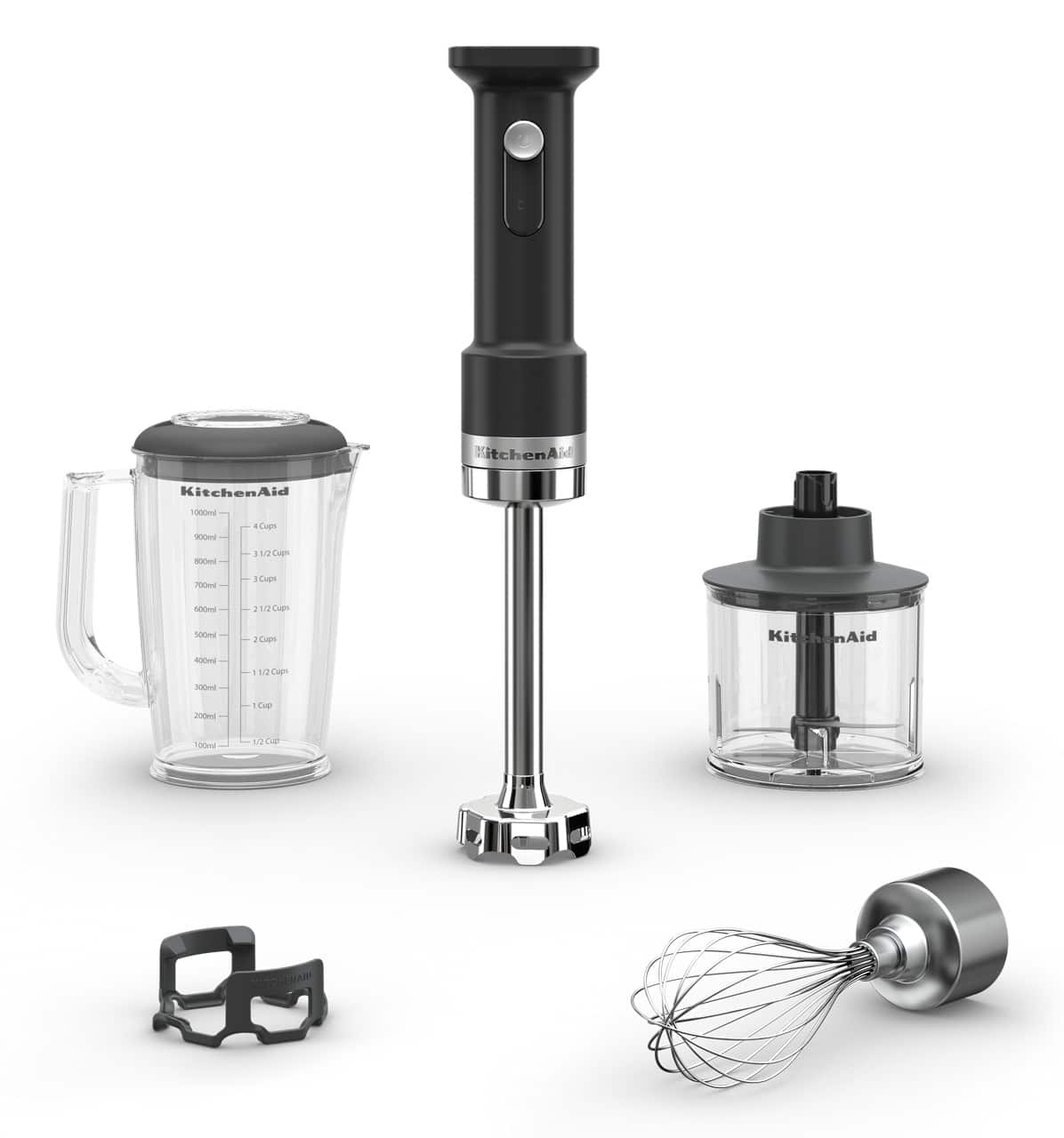 Photos - Mixer KitchenAid GoÂ® Cordless Hand Blender with Accessories - battery - Black Matte KHBRV05BM 