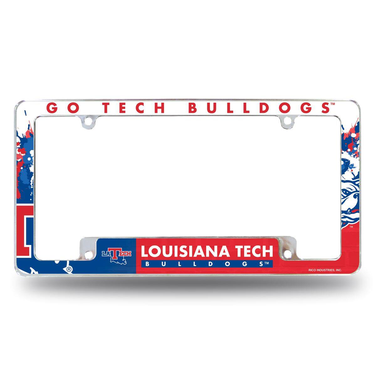 Louisiana Tech Bulldogs Chrome Metal License Plate Frame with Bold Full Frame Design