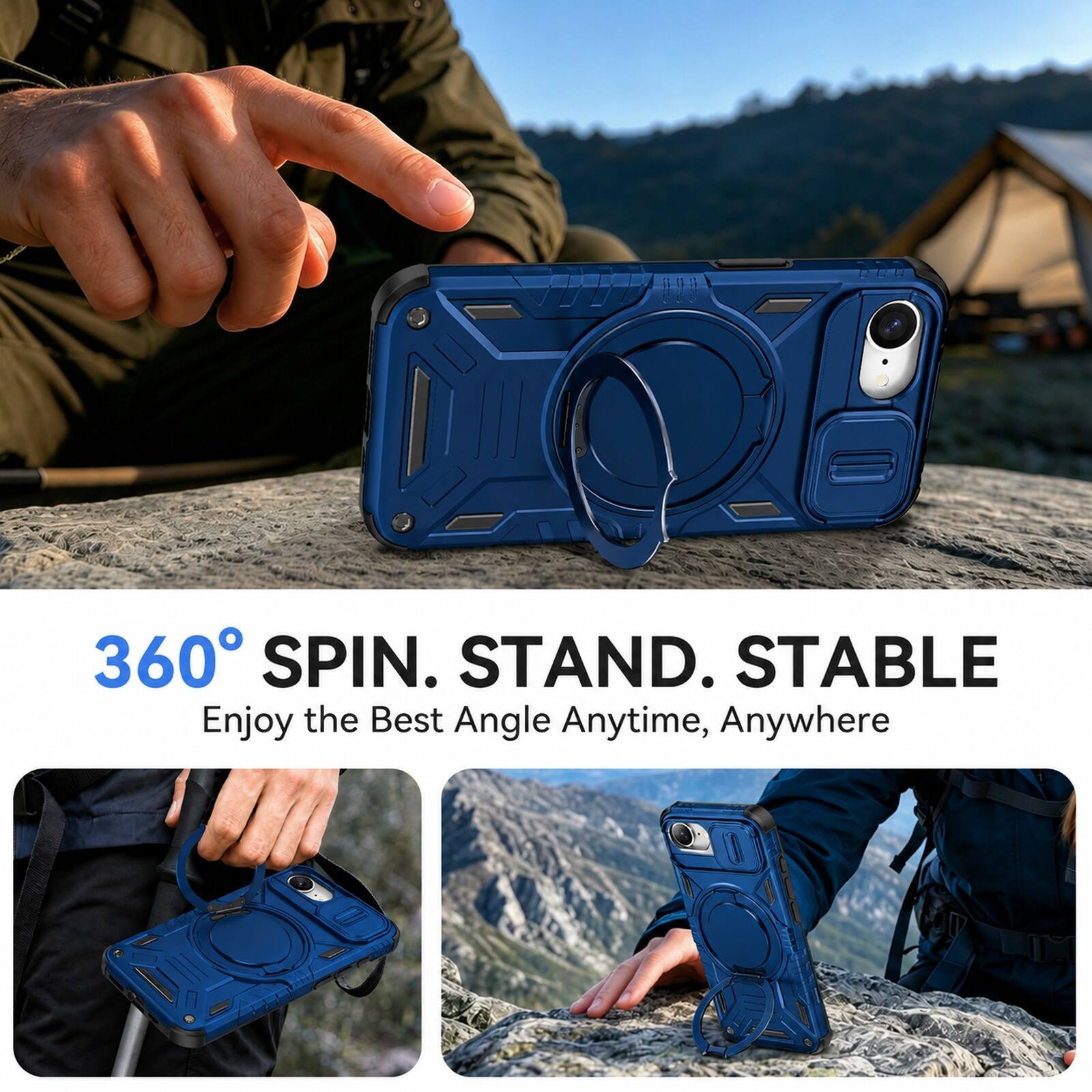 Dteck For Apple iPhone 16e/17e Rugged Case with Camera Sliding Lens ...