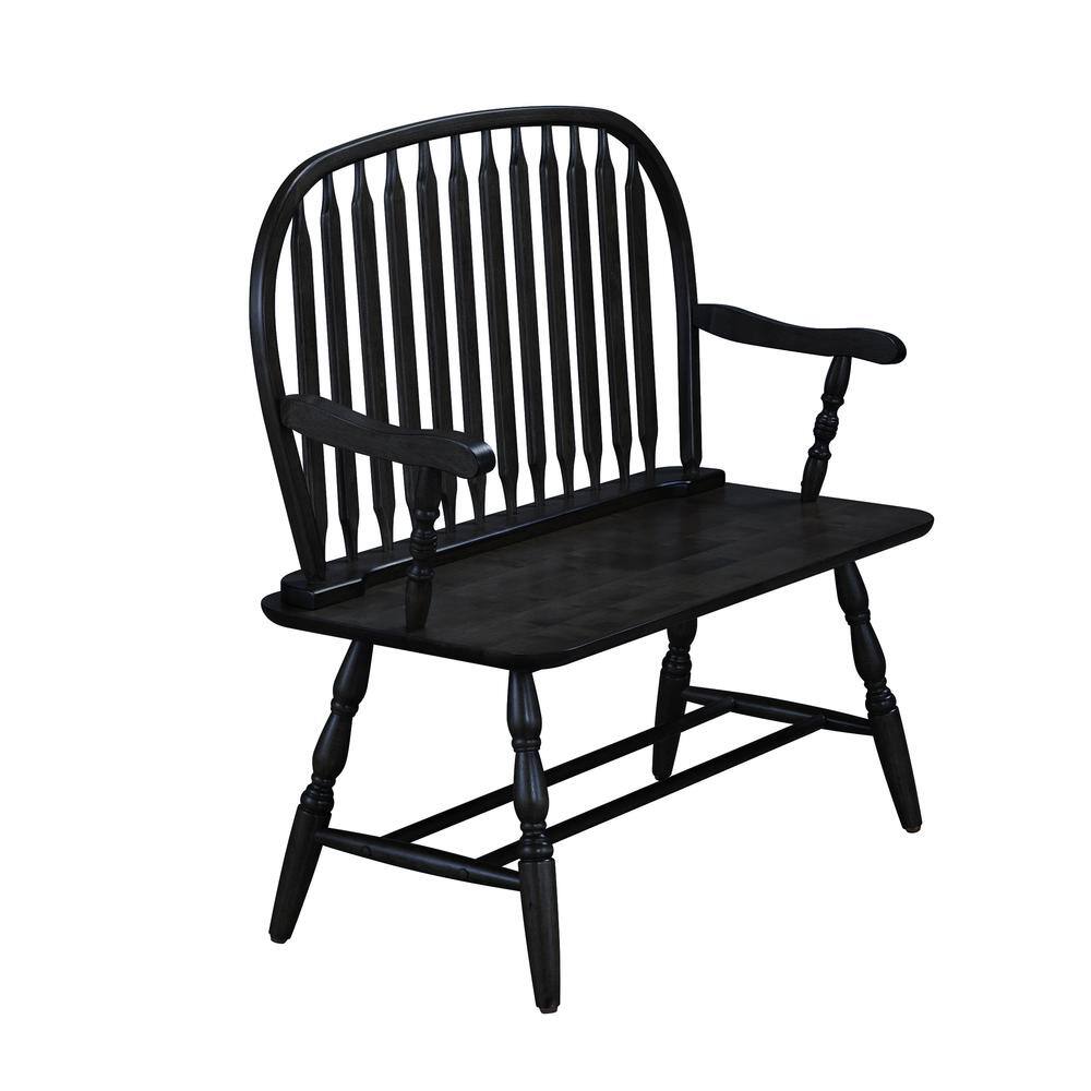 Angle. Carolina Chair & Table - Windsor Bench - Antique Black - Antique Black.