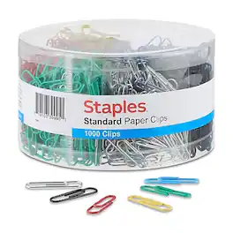 Staples - #1 Paper Clips, Colors, 1000 Clips/Pack - Assorted