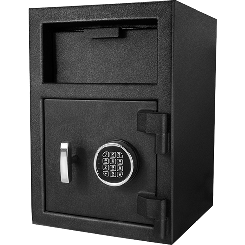 Left View: Barska - Standard Depository Keypad Safe - Black Matte