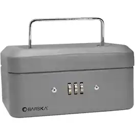 Barska - 6 Inch Cash Box with Combination Lock Gray - Black