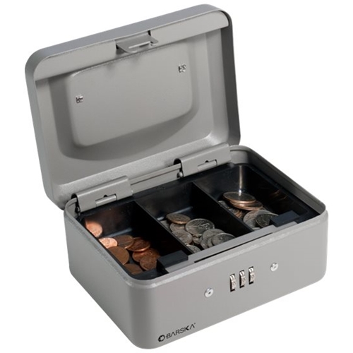 Left View: Barska - Cash Box with Combination Lock - Black