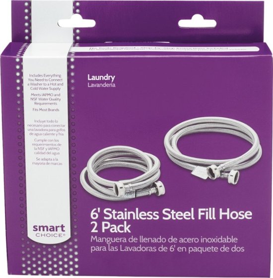 Smart Choice 6' Stainless-Steel Washing Machine Fill Hose (2-Pack) Silver  5304490736/5305516562 - Best Buy