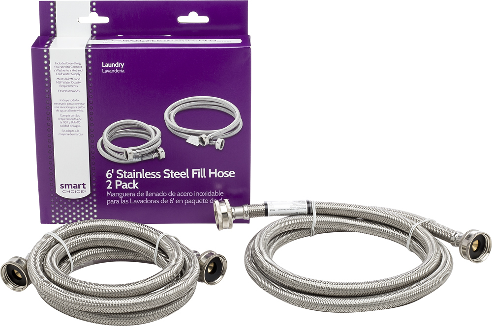 6 Stainless Steel Washing Machine Fill Hose 2 Pack