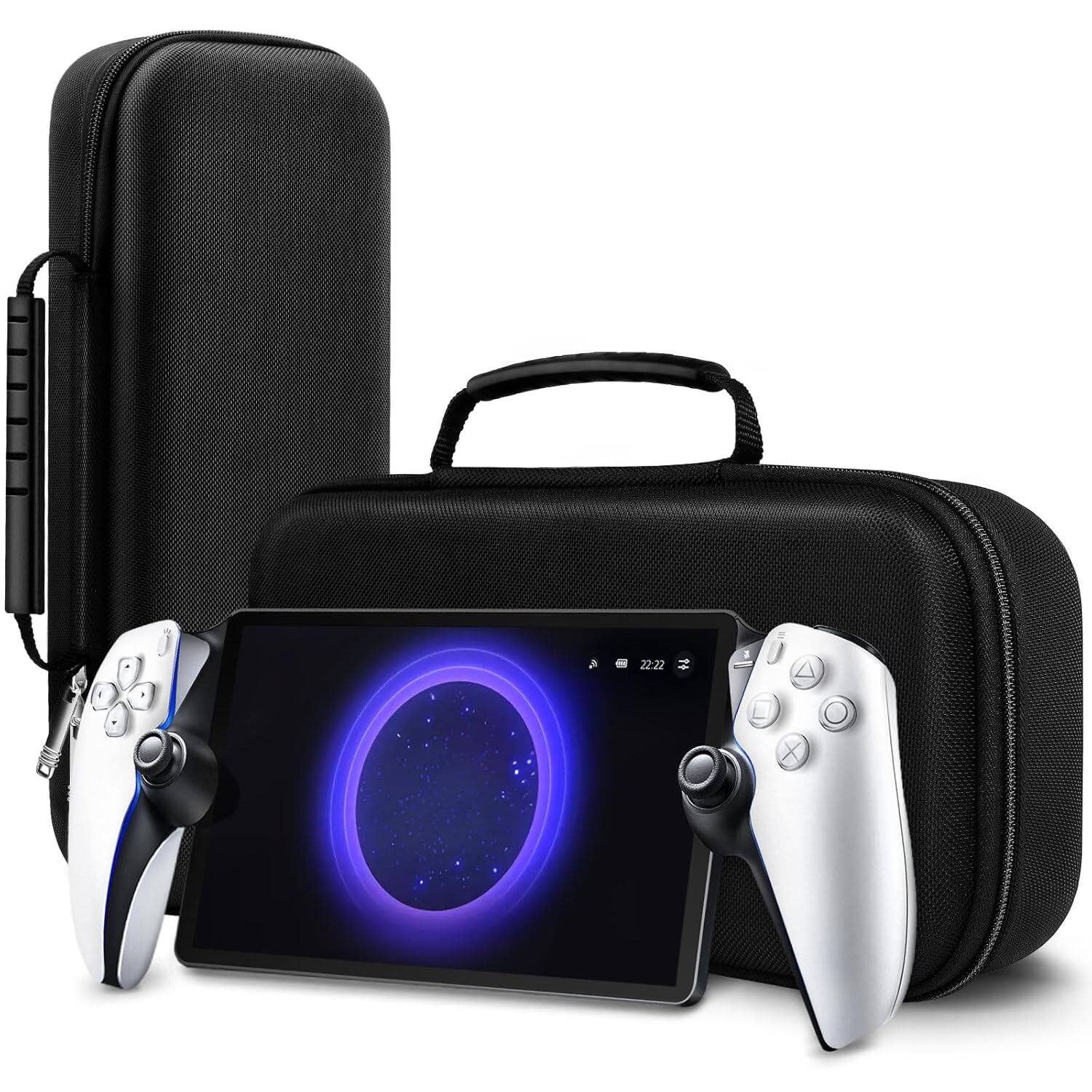 Front. PARKER SLATER - Travel Case for PlayStation Portal Remote Player – Hard Shell Protective Carrying Pouch with Storage Pocket – Black - Black.