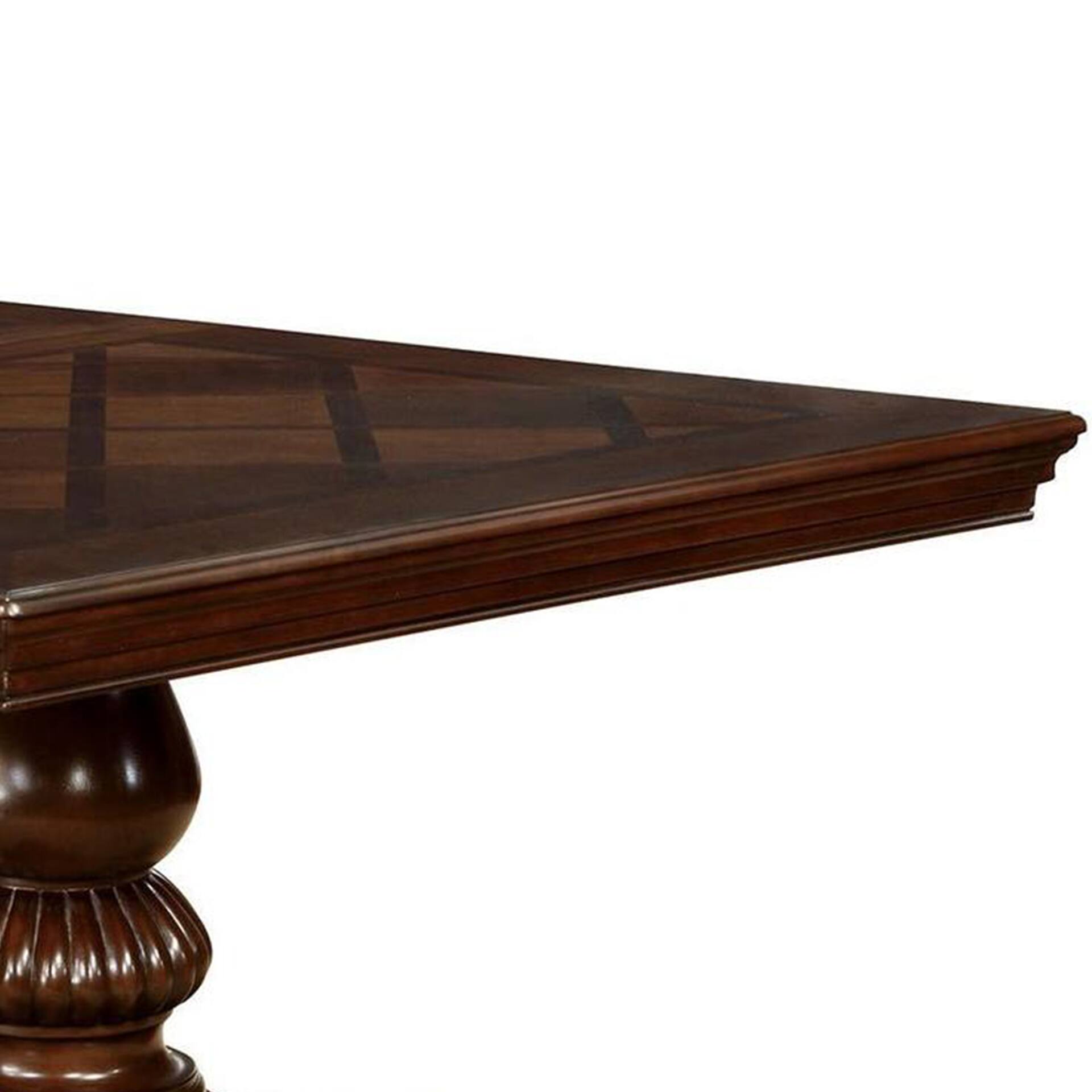 Alt View 2. Manhattan Lane - Wooden Extendable Dining Table with Ornate Double Pedestal Base, Brown - Brown.
