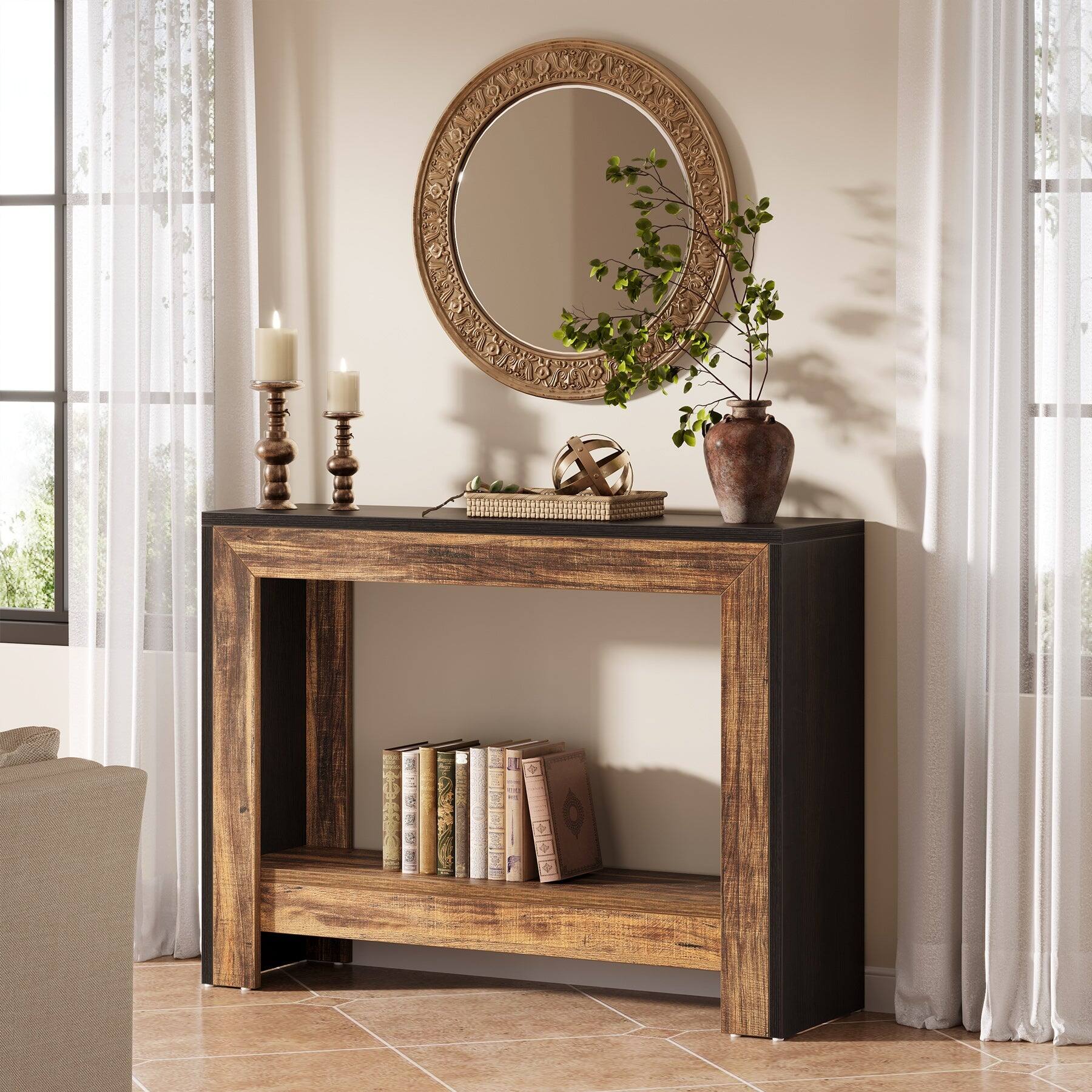 Tribesigns Farmhouse Console Table with Engineered Wood Construction ...