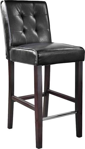 CorLiving - Bar Bonded Leather Chair - Black / Dark Espresso