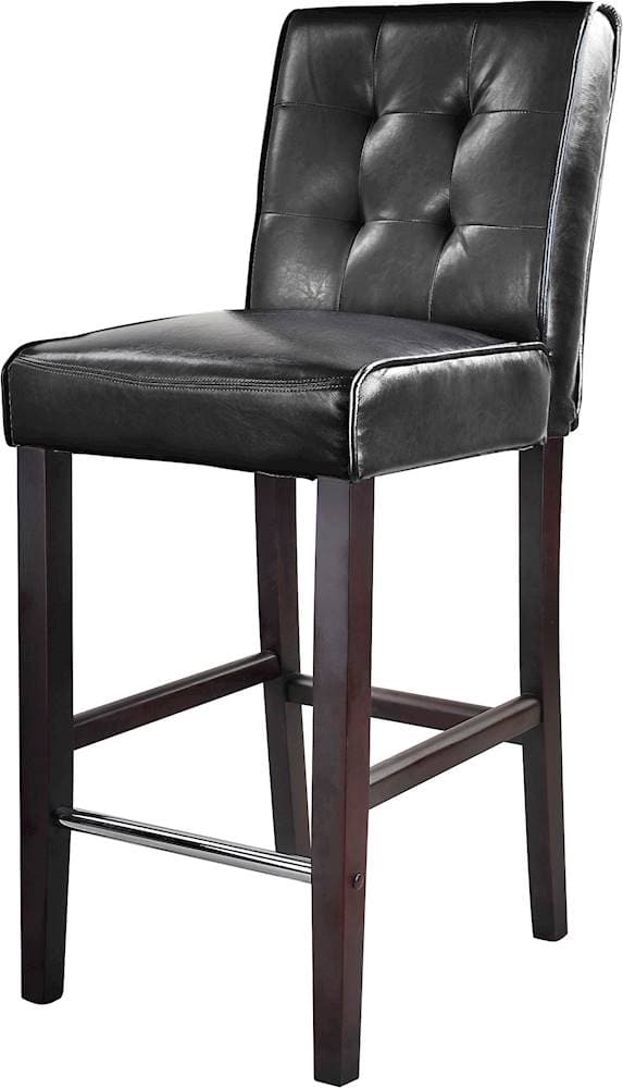 Left View: CorLiving - Bar Bonded Leather Chair - Black / Dark Espresso