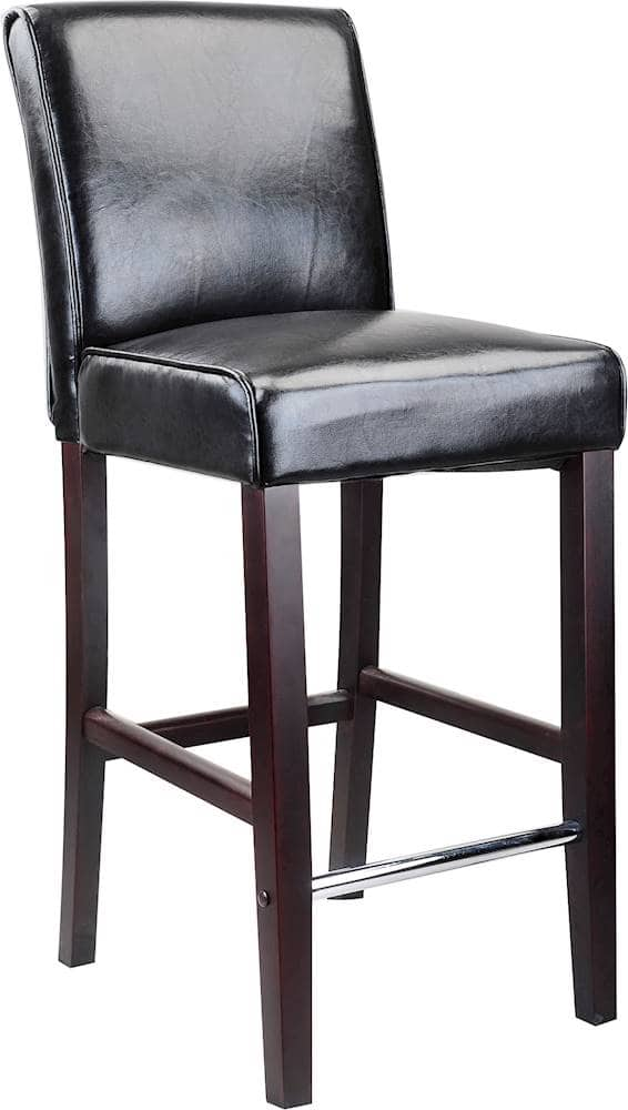 Angle View: CorLiving - Bar Leather Chair - Black / Dark Espresso