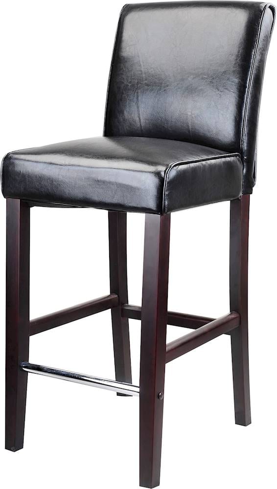 Left View: CorLiving - Bar Leather Chair - Black / Dark Espresso