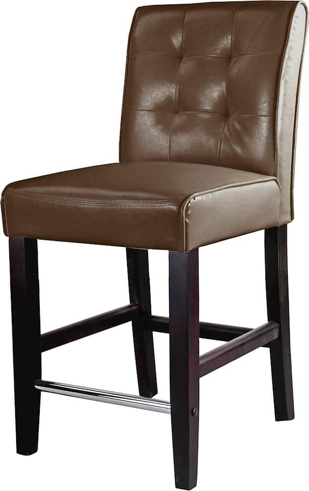 Left View: CorLiving - Bar Bonded Leather Chair - Dark Brown / Dark Espresso