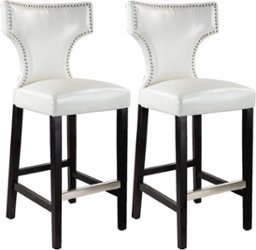 CorLiving - Bonded Leather Chair (Set of 2) - White / Dark Espresso - Angle_Zoom