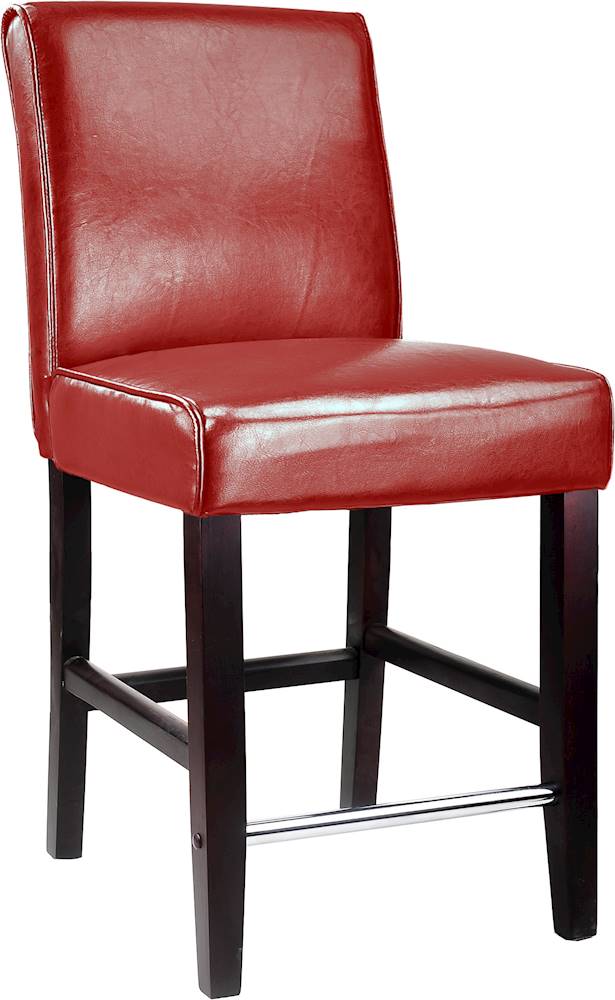 Corliving Antonio Counter Height, Red Leather Bar Stools With Backs