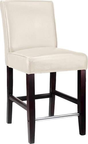 CorLiving - Bonded Leather Chair - Cream White / Dark Espresso