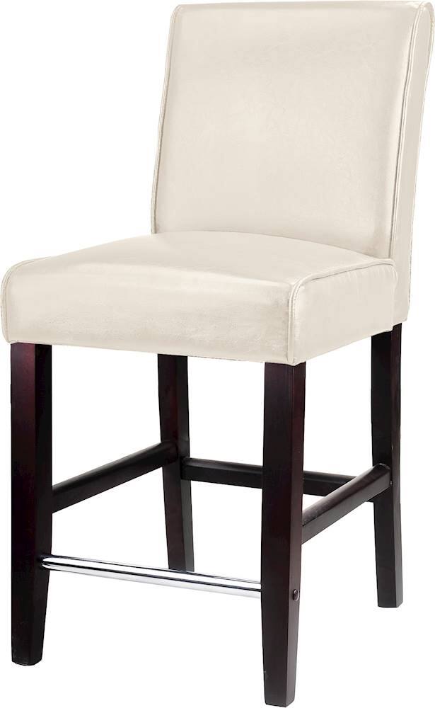 Left View: CorLiving - Bonded Leather Chair - Cream White / Dark Espresso