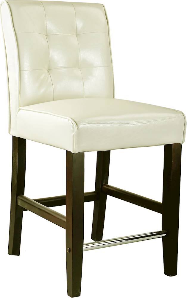 Corliving Antonio Counter Height, White Leather Bar Stools With Nailhead Trim