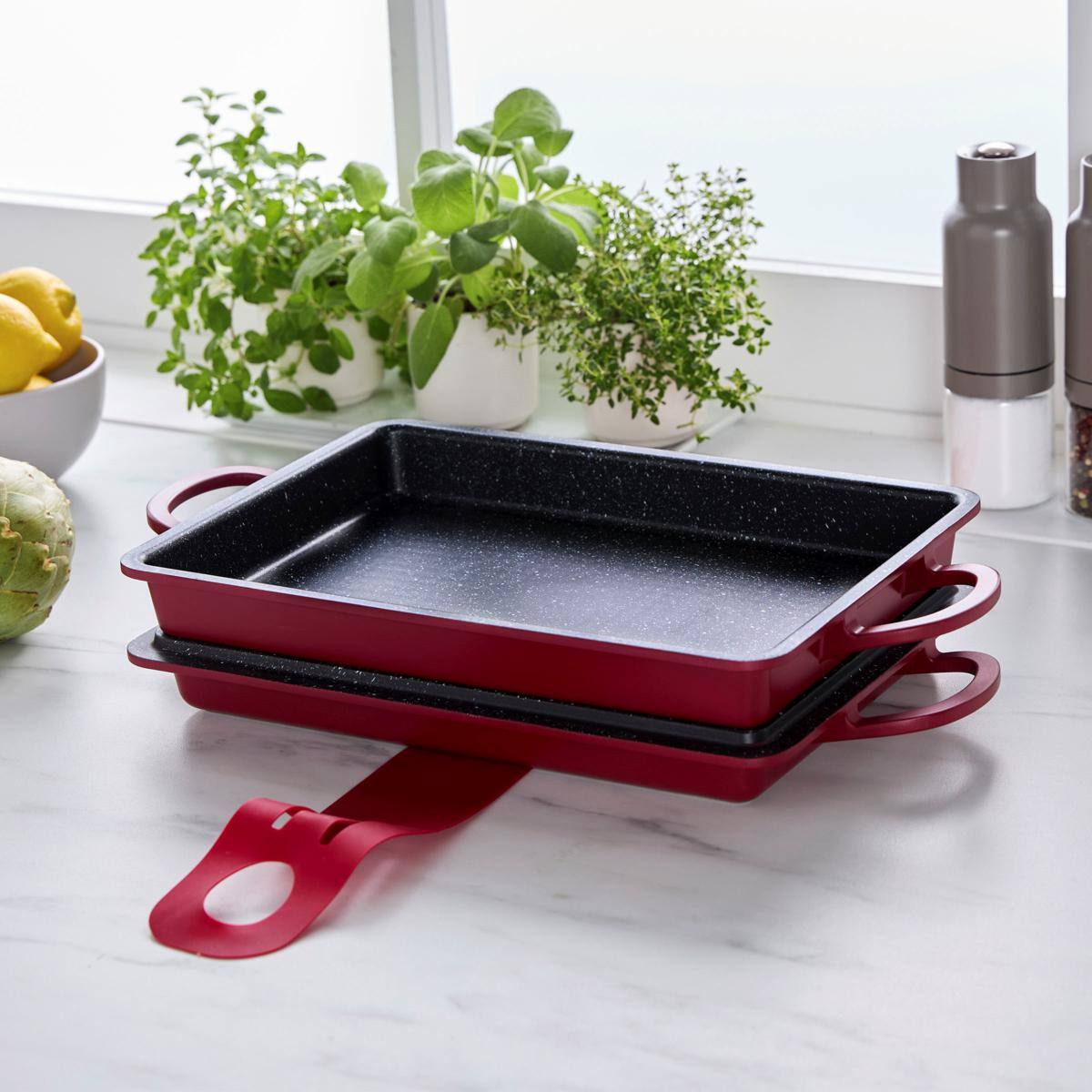 Alt View 3. Curtis Stone - Curtis Stone 13-in-1 Dura-Pan+ Sauté Pan with Grill Pan and Lid Black - Black.