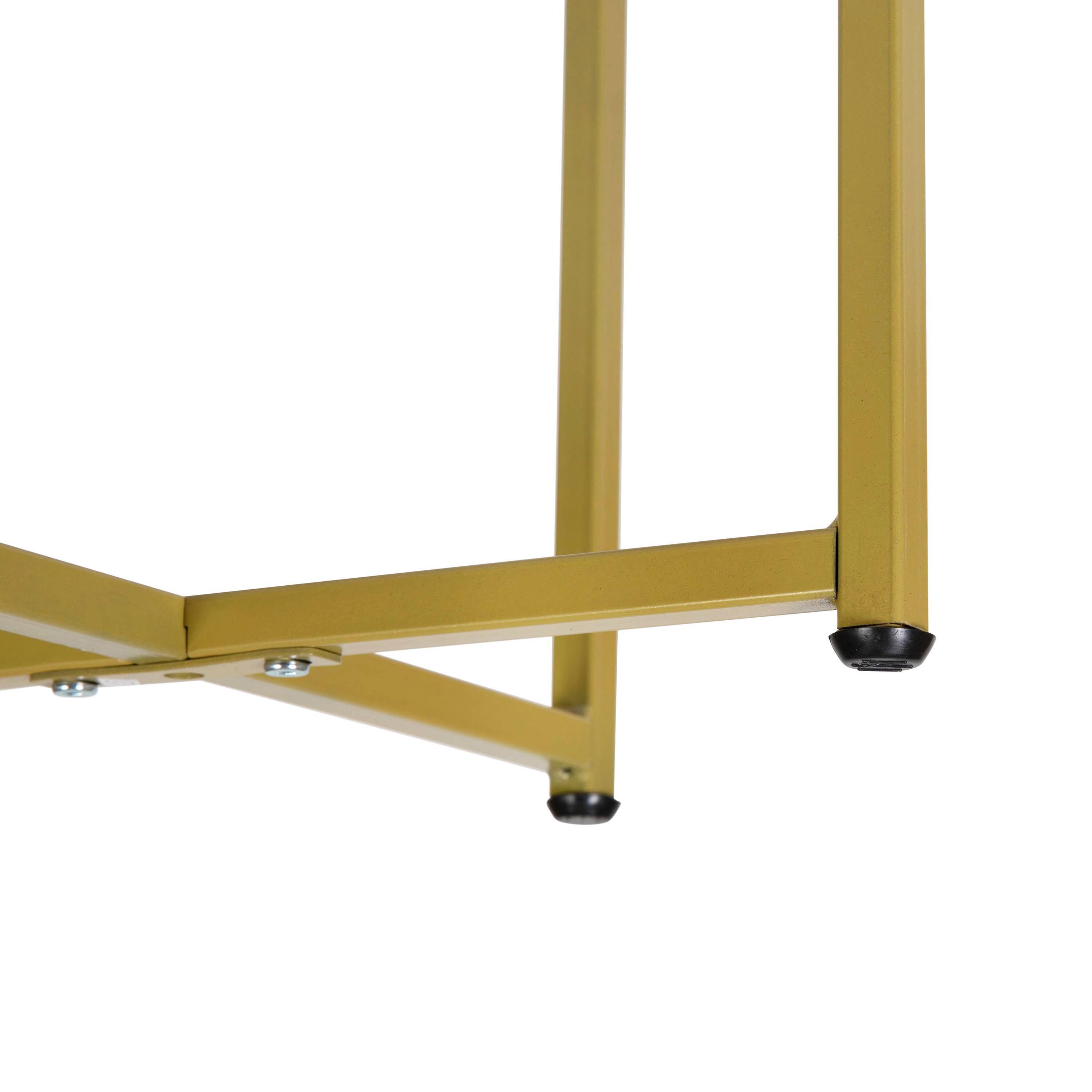 Alt View 9. Emma + Oliver - Laminate Living Room Coffee Table with Crisscross Metal Frame - White Marble Top/Brushed Gold Frame.
