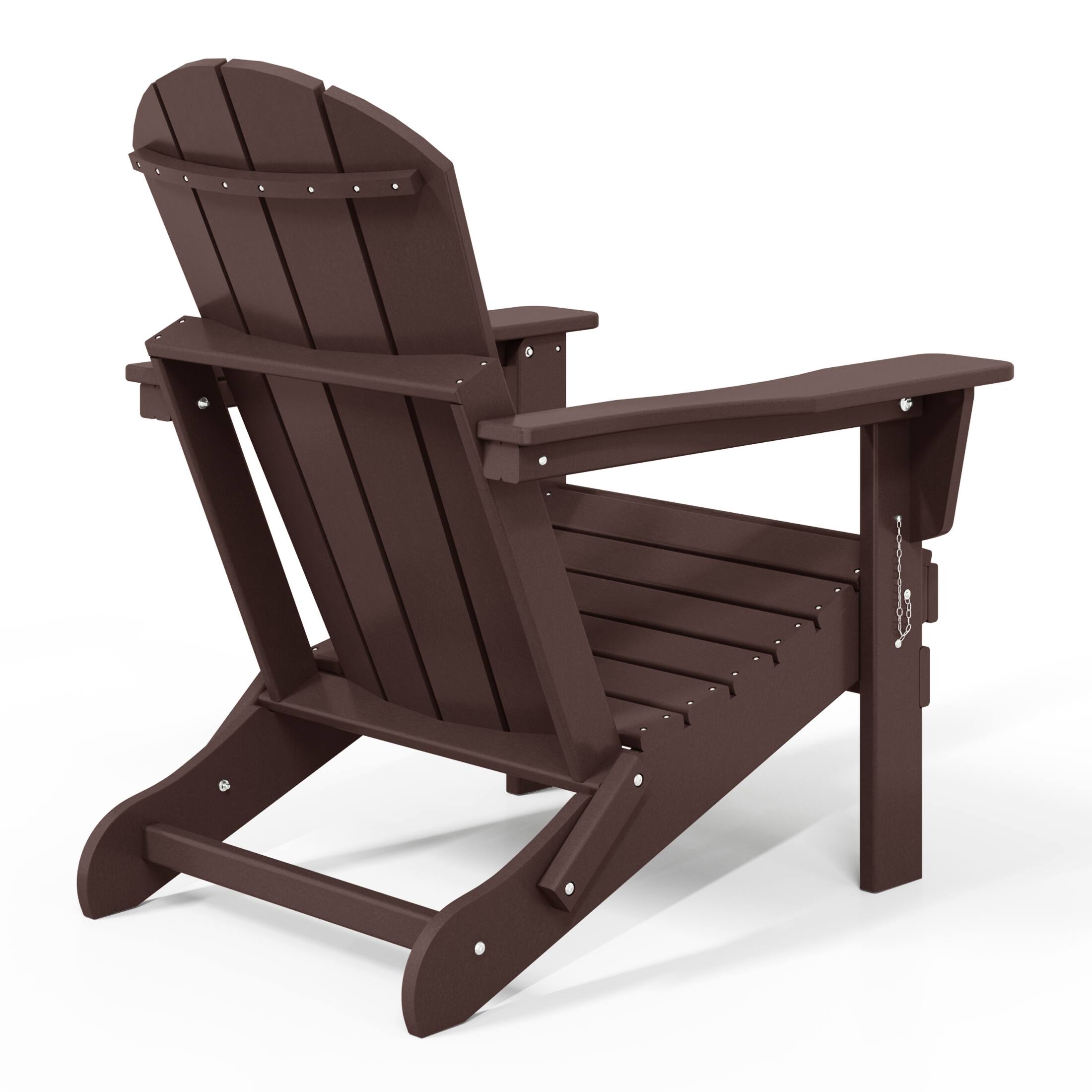 Back. WestinTrends - WestinTrends Malibu Outdoor HDPE Folding Poly Adirondack Chairs (Set of 4) - Dark Brown.