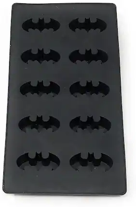 Front. DC Universe - DC Comics Batman Logo Silicone Ice Cube Tray | Makes 10 Molded Cubes - Black.