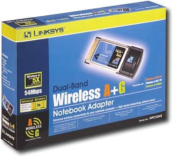 Angle Standard. Linksys - Dual-Band 802.11a/g Wireless Notebook Card.