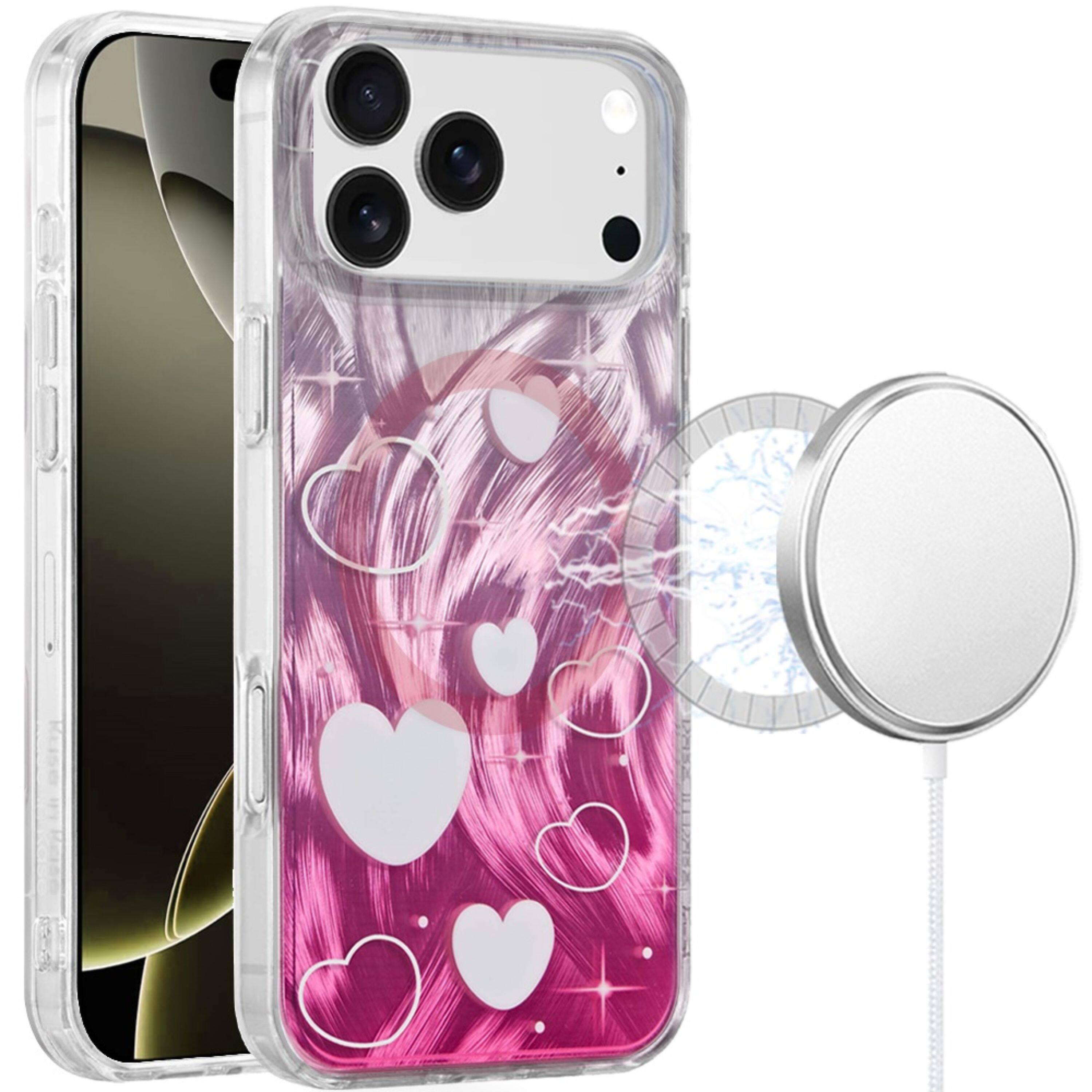 Kitcheniva - IMD Dual Layer Magnetic Circle Cover Phone Case With Tempered Glass For iPhone 17 Pro Max - Pink price history on PriceWatchPro