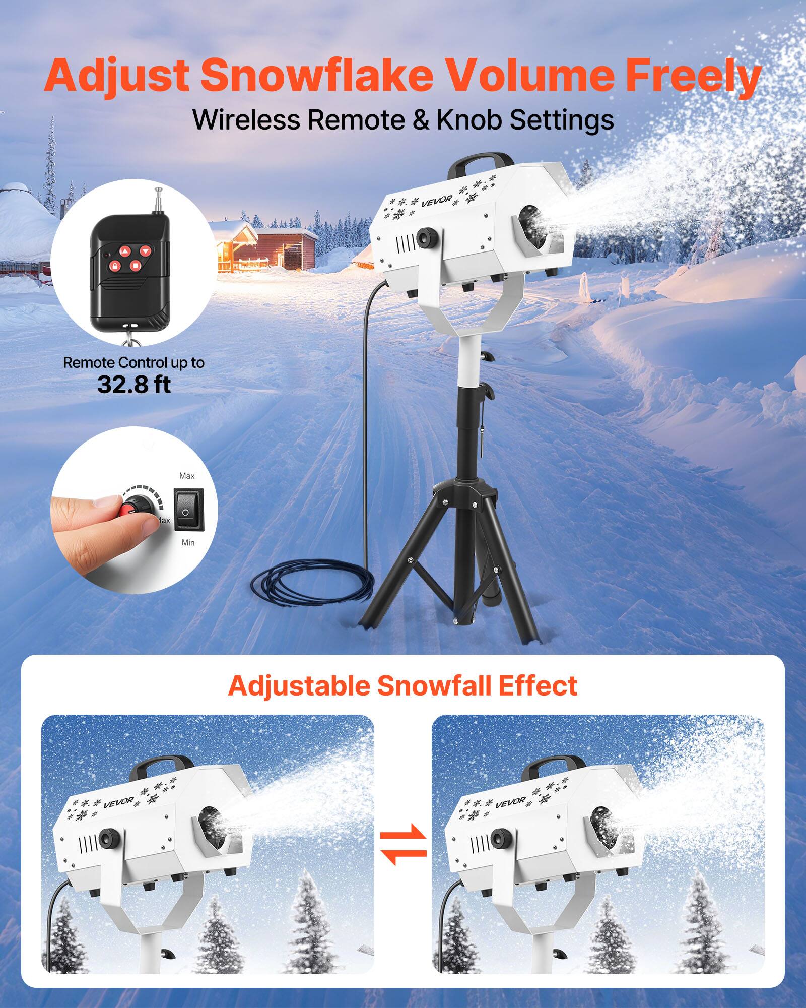 VEVOR Snow Machine,1500W Fake Snow Maker with Adjustable Stand ...