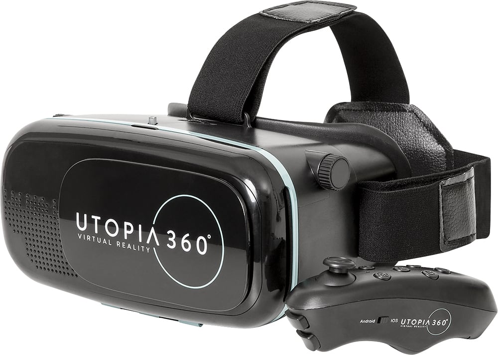 Angle. ReTrak - Utopia 360° Virtual Reality Headset with Bluetooth Controller - Black.