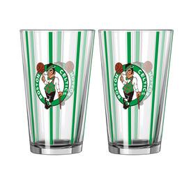 Logo Brands - Boston Celtics Two-Piece 16oz. Striped Pint Glass Set - Multicolor