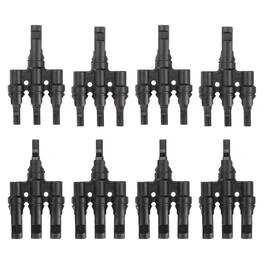 Unique Bargains - Four Pair T-Shaped Branch Connector 1 to 3 Male/Female for Solar Panel Parallel Connection - Black
