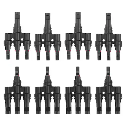 Front. Unique Bargains - Four Pair T-Shaped Branch Connector 1 to 3 Male/Female for Solar Panel Parallel Connection - Black.