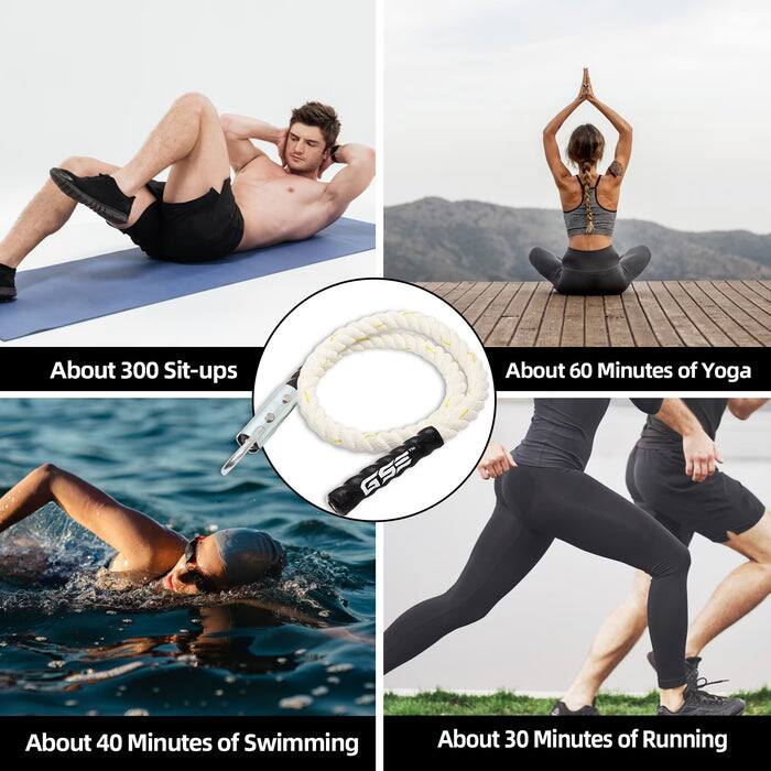 About 300 Sit-ups, About 60 Minutes of Yoga, About 40 Minutes of Swimming, About 30 Minutes of Running