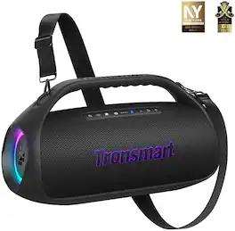 Tronsmart - Bang 2 Portable Bluetooth Speaker, 90W Deep Bass, Custom EQ & Light, IPX6 Waterproof, 26H Playtime for Outdoor, Beach - Black