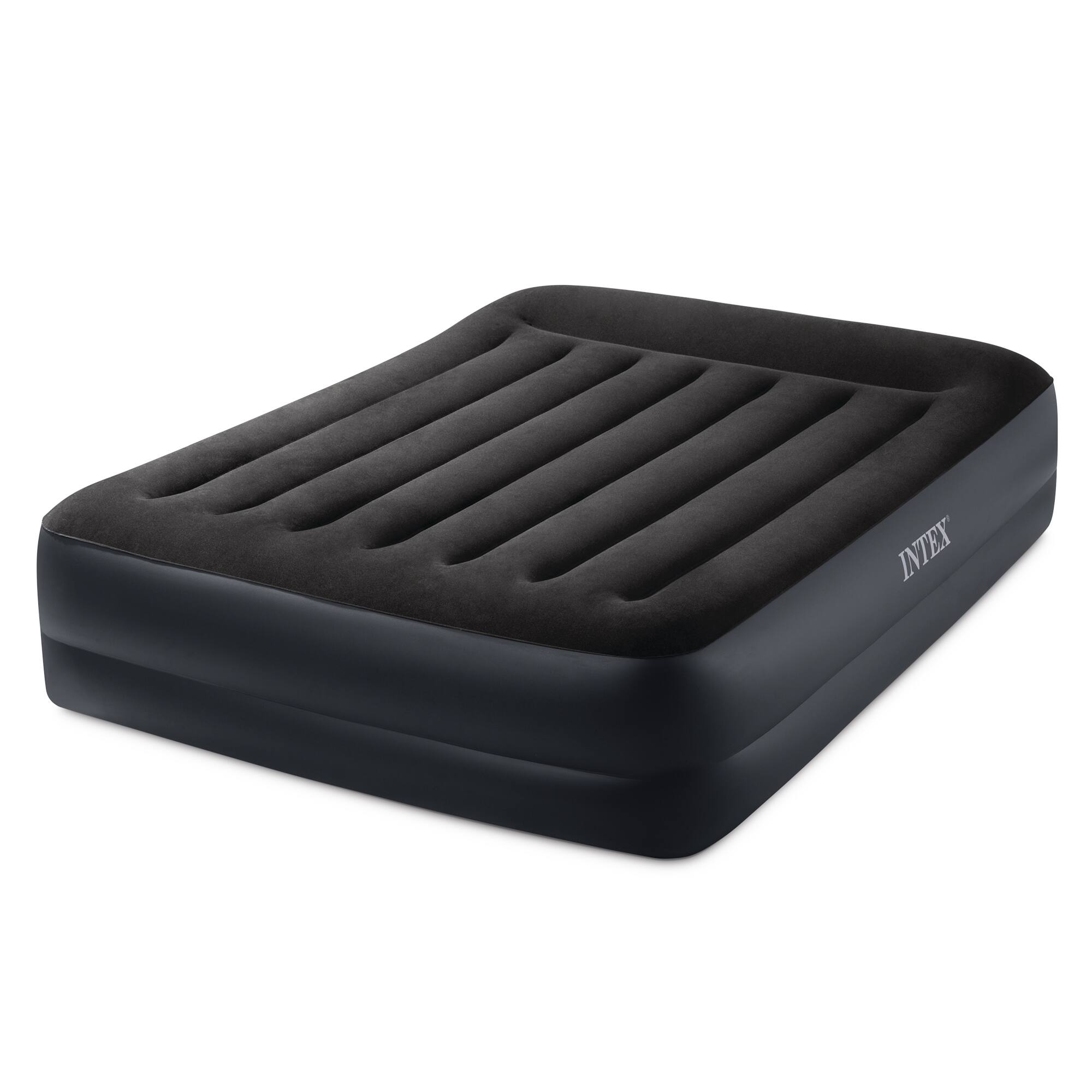 Intex - 64123ED Air Mattress, Dura Beam Plus Pillow Rest w/ Built in Pump, Queen - Black
