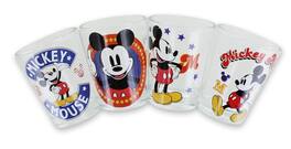 Disney - Mickey Mouse Vintage Logos 4 Piece Mini Glass Set - Red