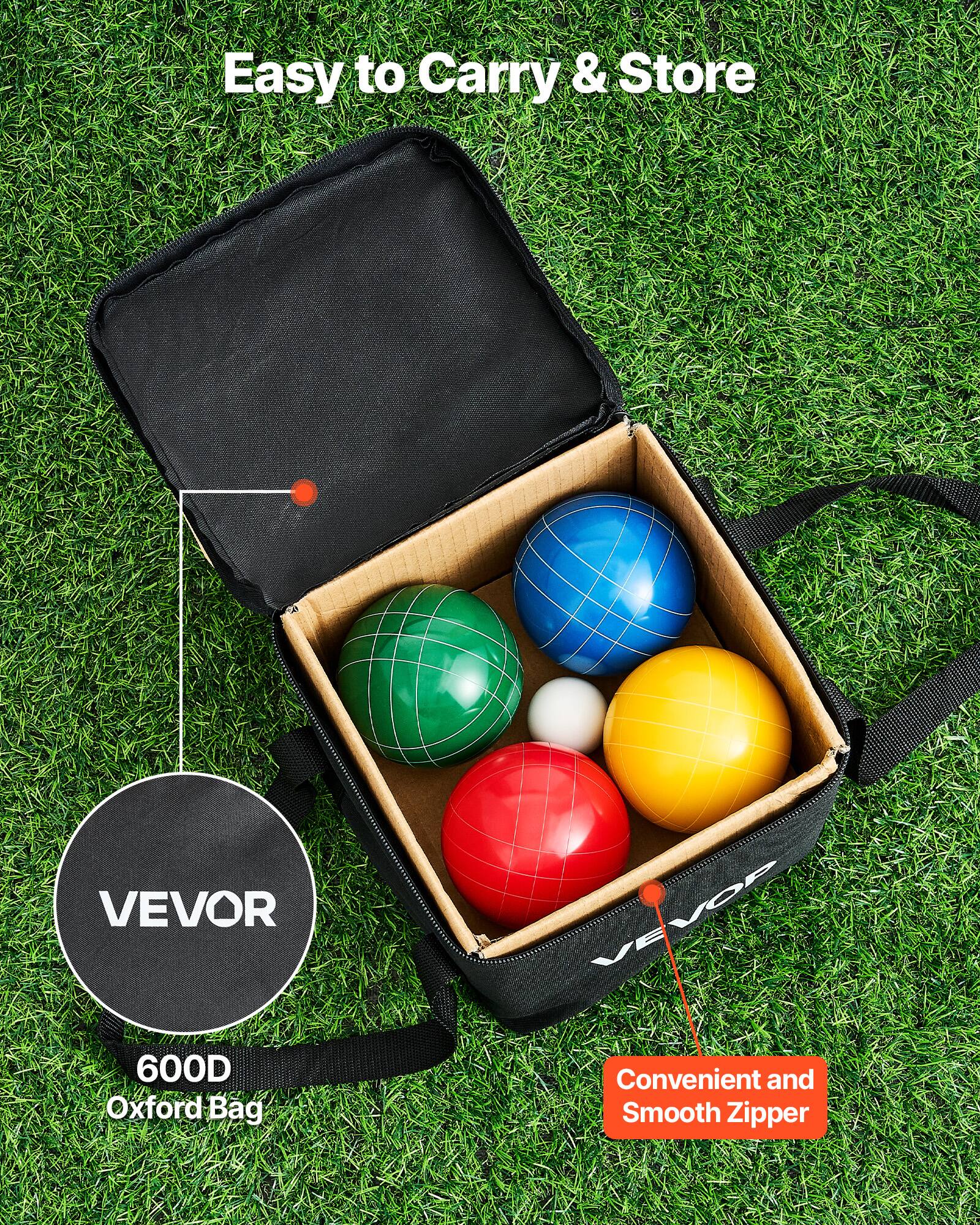 VEVOR Bocce Ball Set, 90 mm, with 8 Resin Balls, Pallino, Carrying