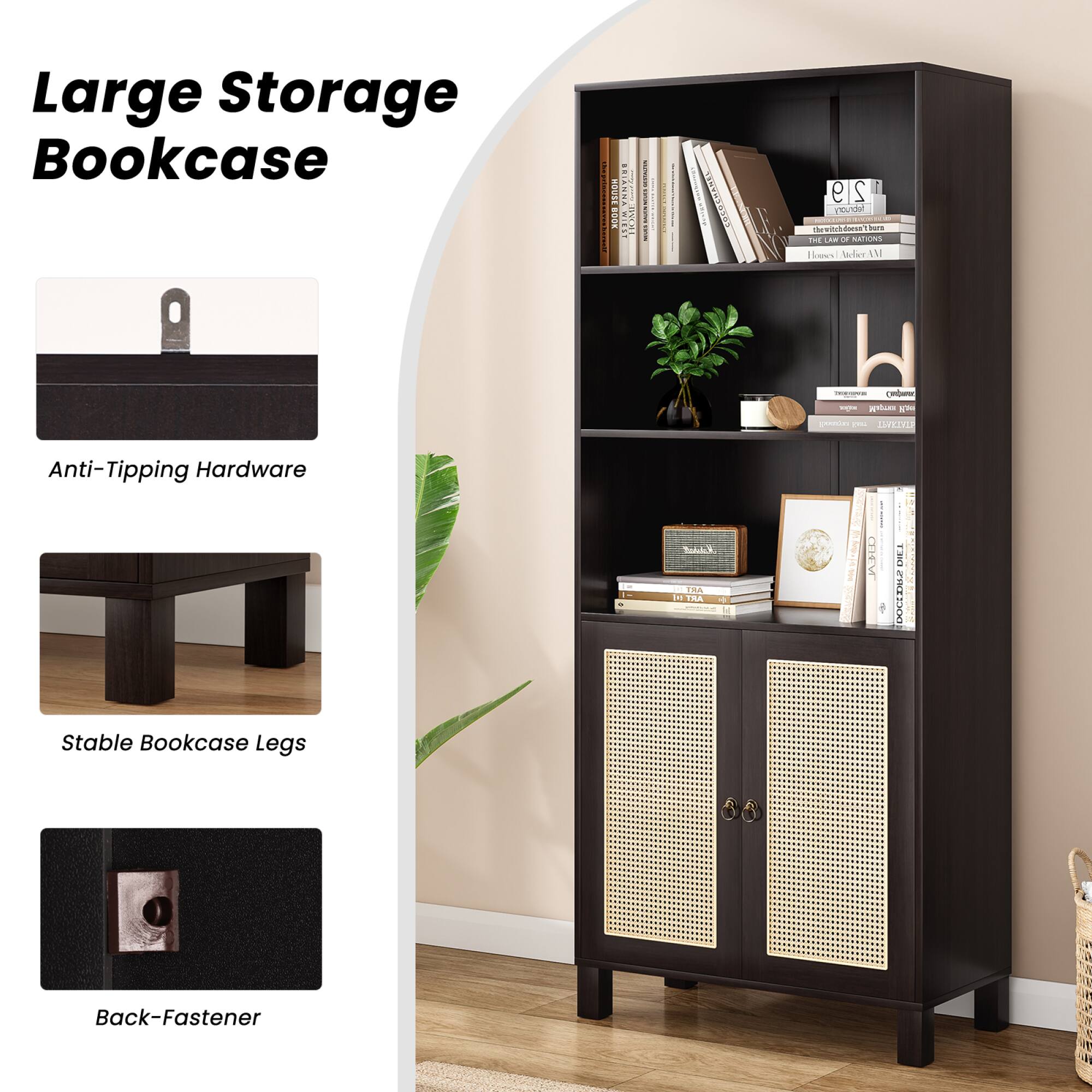 Large Storage Bookcase

- Anti-Tipping Hardware
- Stable Bookcase Legs
- Back-Fastener