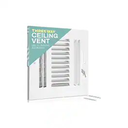 Home Intuition - Ceiling Register - 14X10" Ceiling Register Vent Cover – 3-Way White Grille with Adjustable Damper for HVAC Heat and Cold